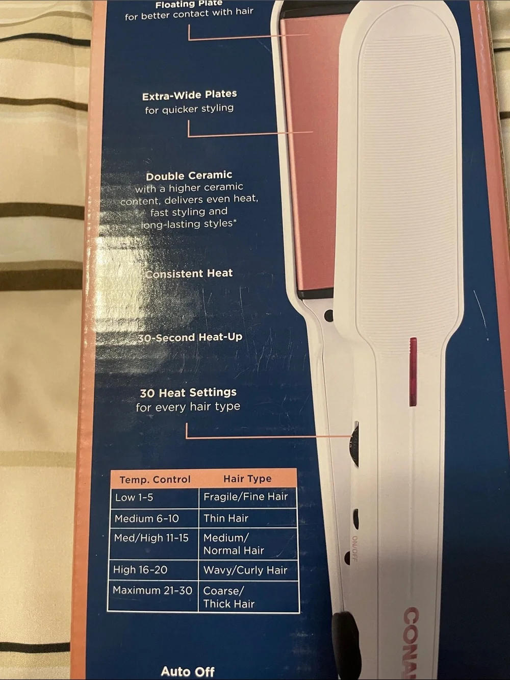 Conair 1 1/2” double Ceramic Flat Iron 30 temp settings anti-frizz protection